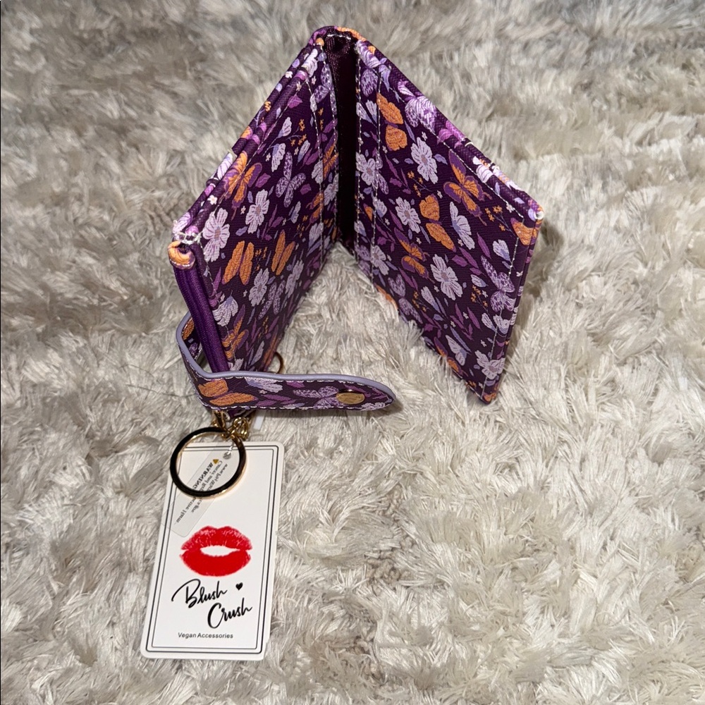 Floral Purple and Orange Butterfly Wallet - Picture 4 of 9